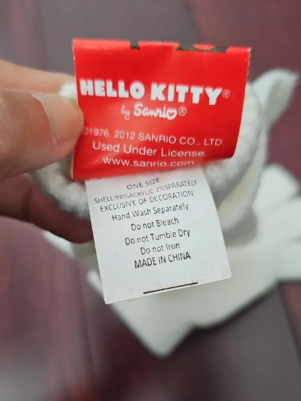 Sanrio Hello Kittu  Kids White Knit Flip-Mittens